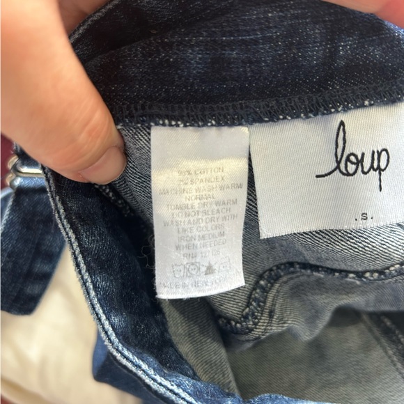 Loup Sz Small Dark Blue Denim Stretch Overalls Straight Leg Pockets - Picture 10 of 10